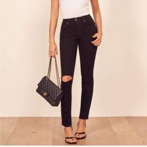 Reformation High & Skinny Jeans Faded Black Destroyed Women’s Size 30